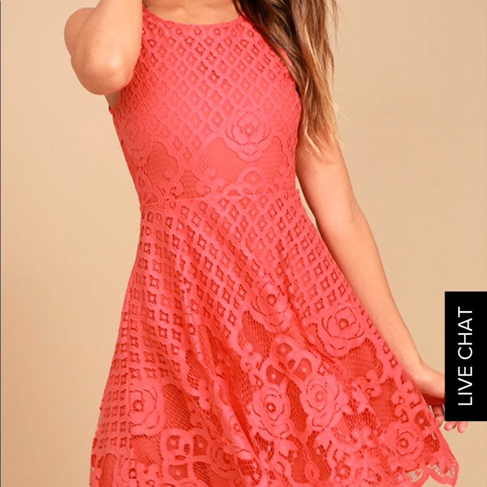 Black Swan M Coral Pink Lace Dress